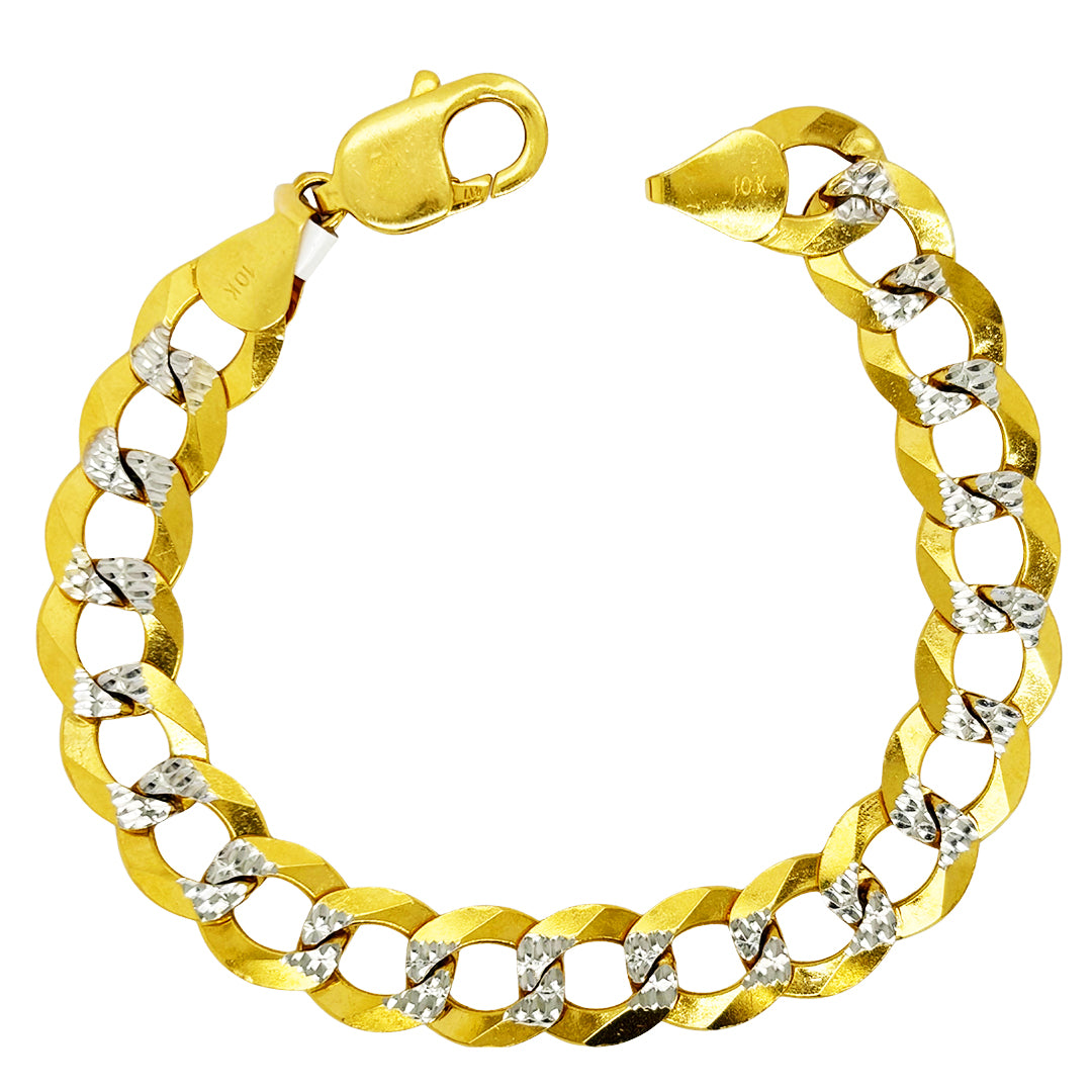 SOLID CUBAN BRACELET WITH RHODIUM DIAMOND CUTS 21.70 GM