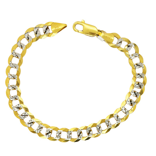SOLID CUBAN BRACELET WITH RHODIUM DIAMOND CUTS 13.60 GM