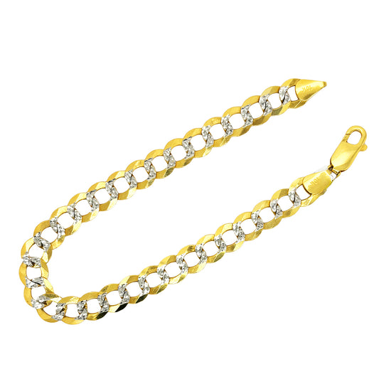 SOLID CUBAN BRACELET WITH RHODIUM DIAMOND CUTS 13.60 GM