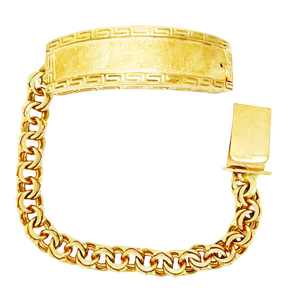 CHINO LINK BRACELET WITH GREEK KEY BORDER ON PLATE ED005030