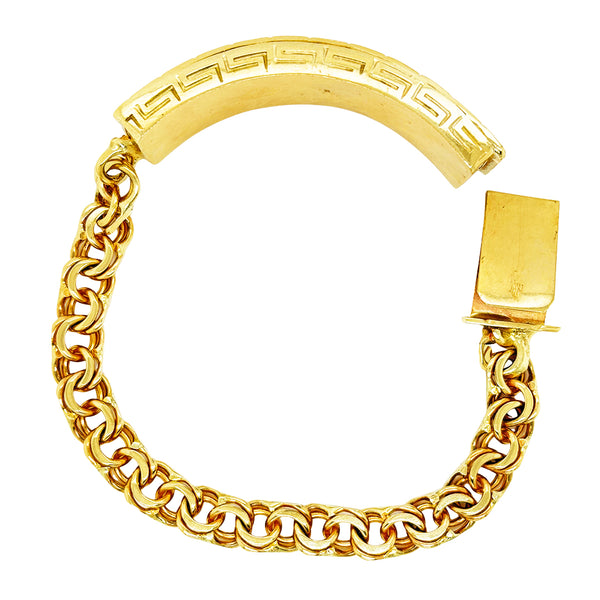 CHINO LINK BRACELET WITH GREEK KEY BORDER ON PLATE ED005030
