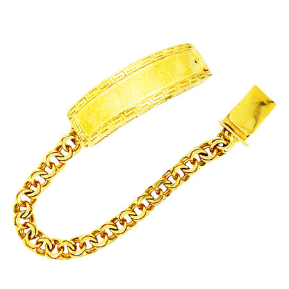 CHINO LINK BRACELET WITH GREEK KEY BORDER ON PLATE ED005030