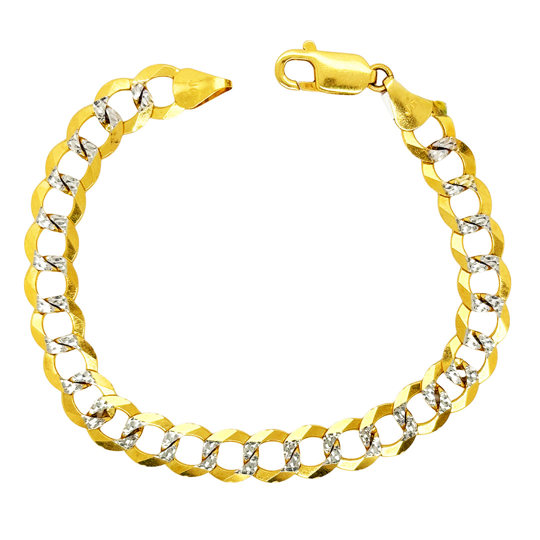SOLID CUBAN BRACELET WITH RHODIUM DIAMOND CUTS ED001220