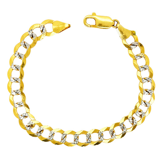 SOLID CUBAN BRACELET WITH RHODIUM DIAMOND CUTS 12.20 GM