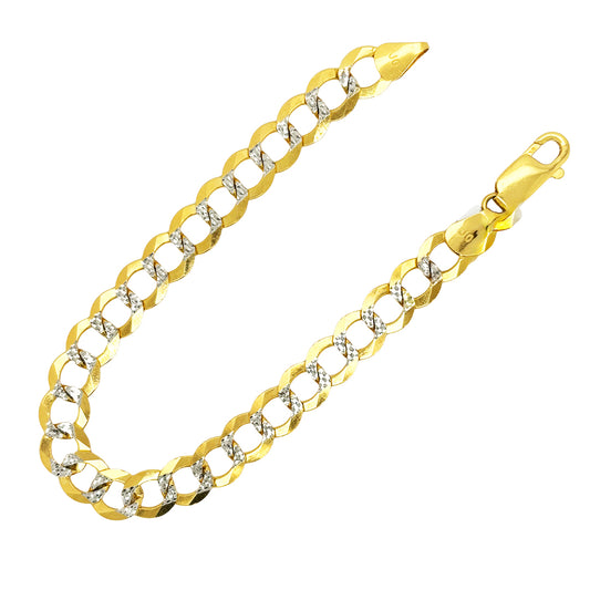 SOLID CUBAN BRACELET WITH RHODIUM DIAMOND CUTS 12.20 GM
