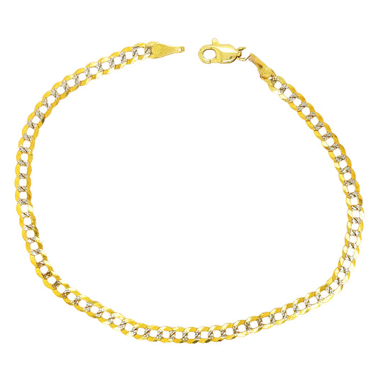 SOLID CUBAN BRACELET WITH RHODIUM DIAMOND CUTS 3.00 GM