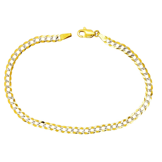 SOLID CUBAN BRACELET WITH RHODIUM DIAMOND CUTS 2.70 GM