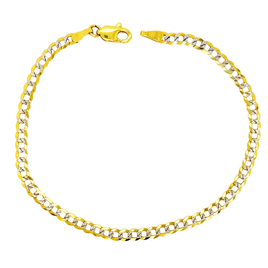 SOLID CUBAN BRACELET WITH RHODIUM DIAMOND CUTS 2.30 GM