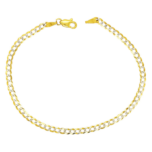 SOLID CUBAN BRACELET WITH RHODIUM DIAMOND CUTS 2.50 GM