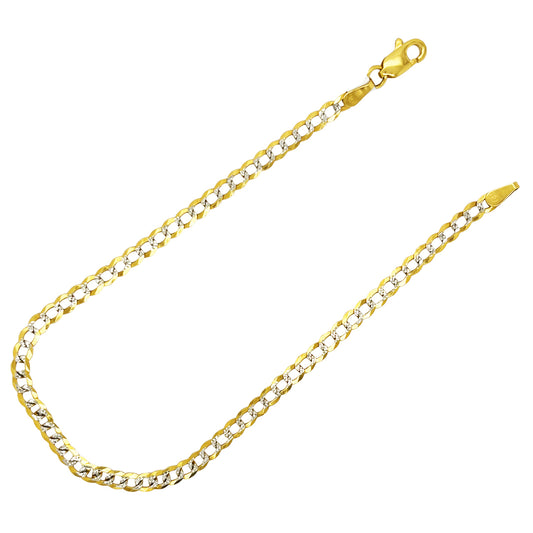 SOLID CUBAN BRACELET WITH RHODIUM DIAMOND CUTS 2.50 GM