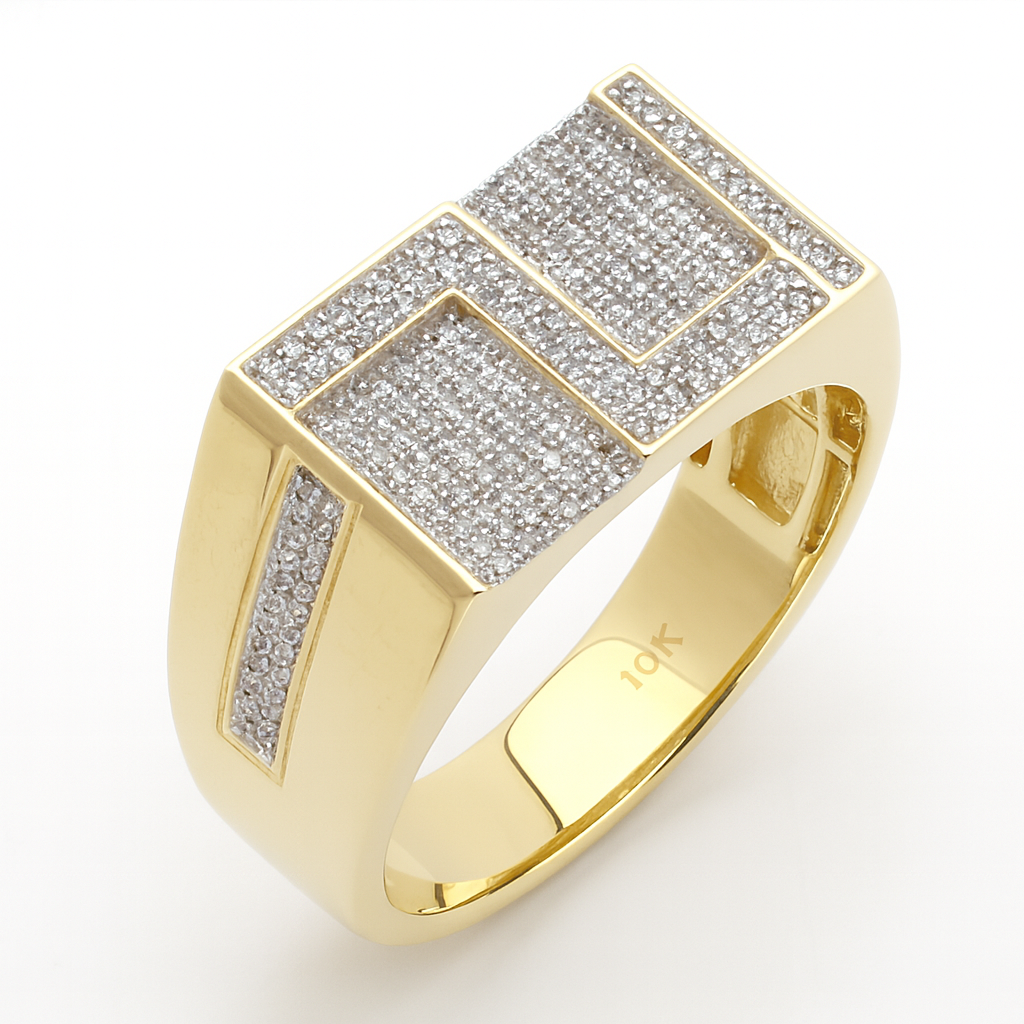 10KY 0.35CTW MICROPAVE DIAMOND MENS RING - Z