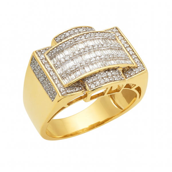 10KY 0.85 CTW BAQUETTE DIAMOND MEN'S RING