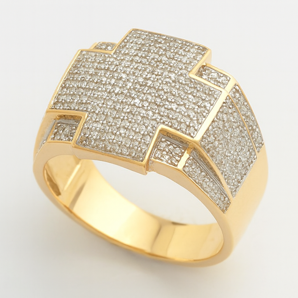 10KY 1.00CTW MICROPAVE DIAMOND MENS RING