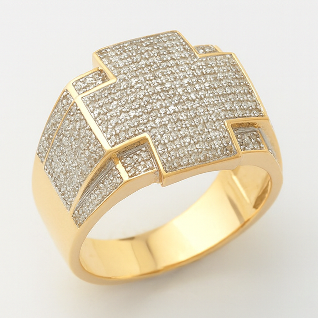 10KY 1.00CTW MICROPAVE DIAMOND MENS RING