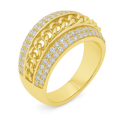 10K Yellow Gold Men's Cuban Link w/ CZ's