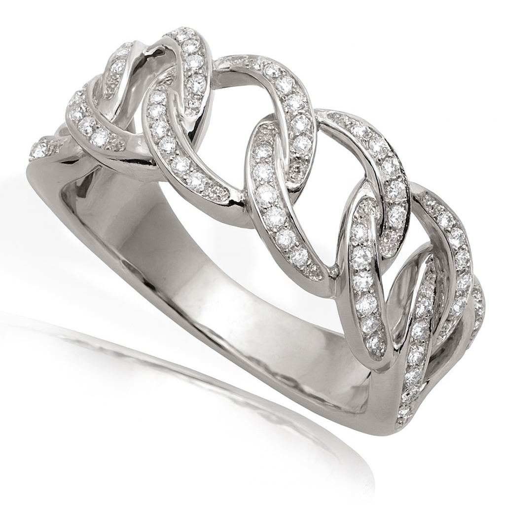 14KW 0.35CTW DIAMOND MIAMI CUBAN RING