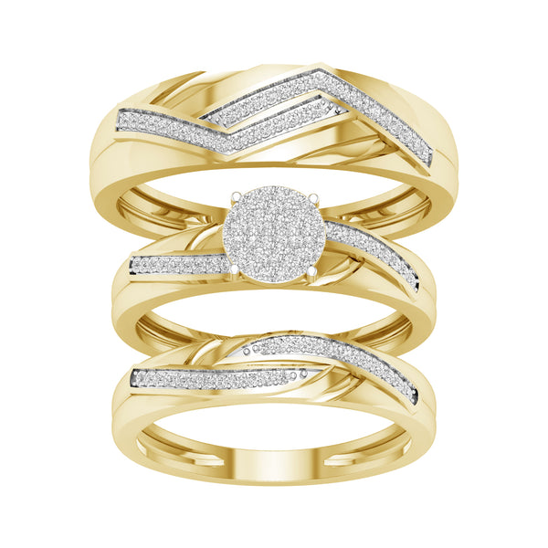 10K 0.33CT Diamond Trio Set