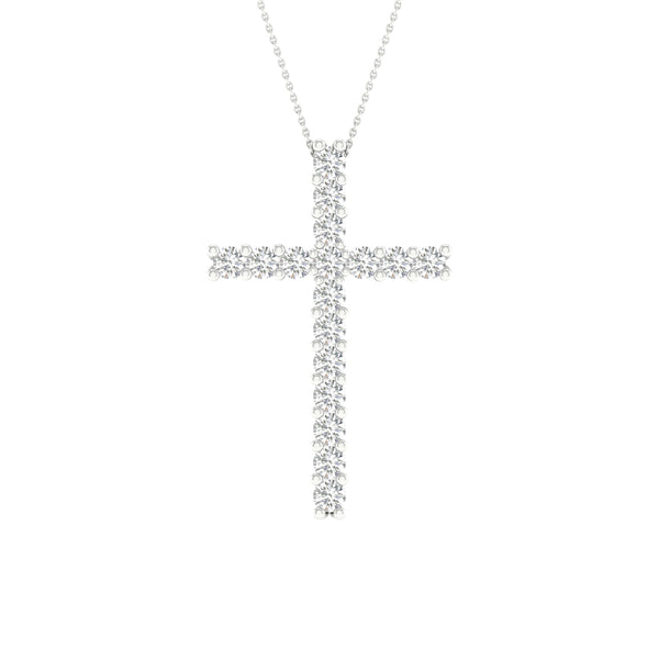 14K 0.50CT Certified Lab Grown Diamond Cross Pendant ( IGI Certified )