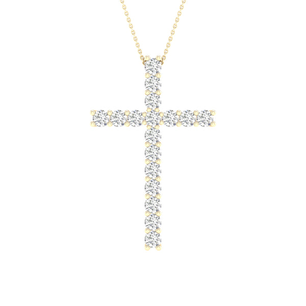 14K 1.00CT Certified Lab Grown Diamond Cross Pendant ( IGI Certified )