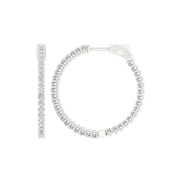 14K 2.00CT Lab Diamond Hoop Earring