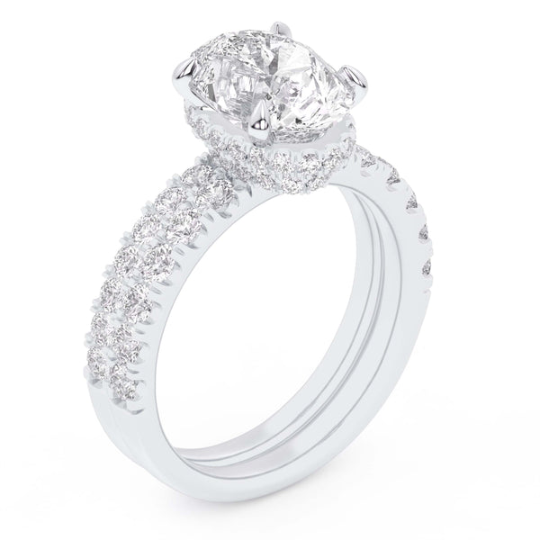 14K 4.44CT Certified Lab Grown Diamond Bridal Set Double hidden halo