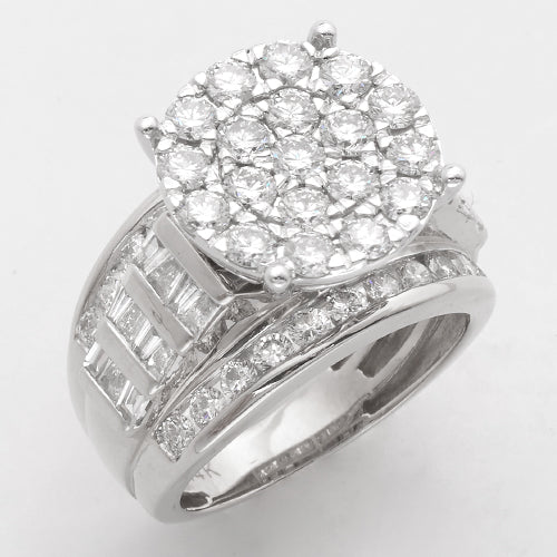 14KW 3.25CTW DIAMOND ROUND CLUSTER RING - SINGLE