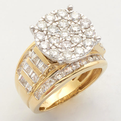 14KY+W 3.25CTW DIAMOND ROUND CLUSTER RING - SINGLE