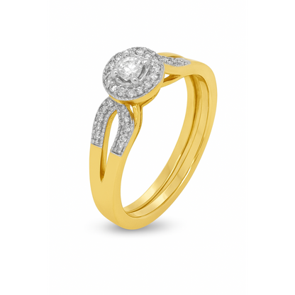Diamond Halo Engagement Ring .25 CTW Round Cut 10K Yellow Gold
