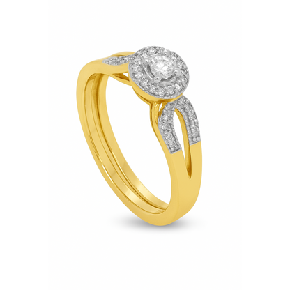 Diamond Halo Engagement Ring .25 CTW Round Cut 10K Yellow Gold