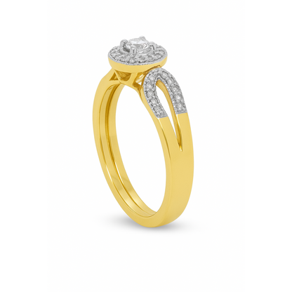 Diamond Halo Engagement Ring .25 CTW Round Cut 10K Yellow Gold