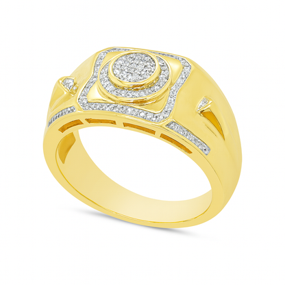Diamond Nugget Ring .24 CTW Round Cut 10K Yellow Gold