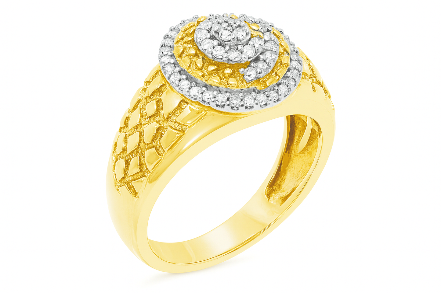 Diamond Nugget Ring .25 CTW Round Cut 10K Yellow Gold