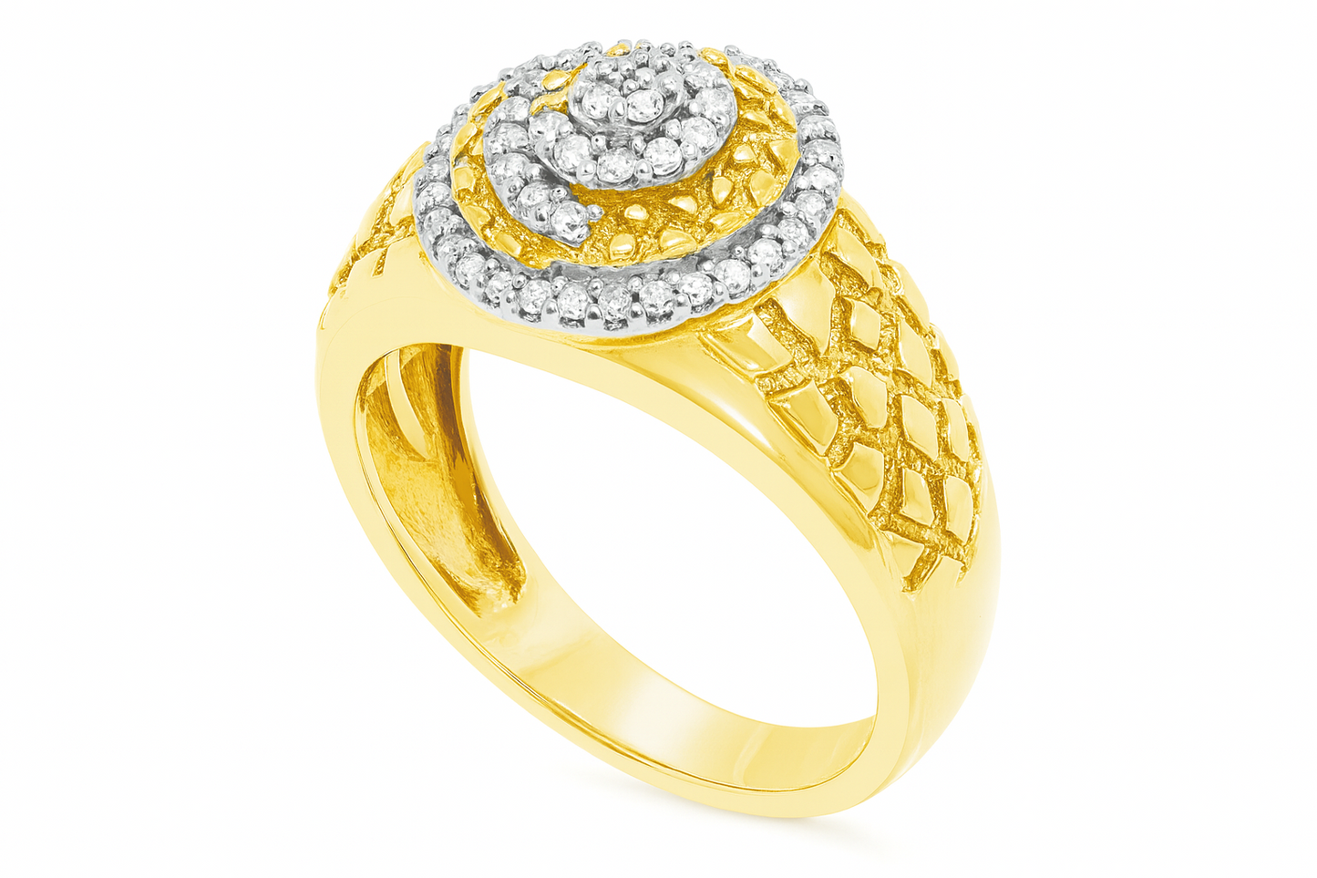 Diamond Nugget Ring .25 CTW Round Cut 10K Yellow Gold