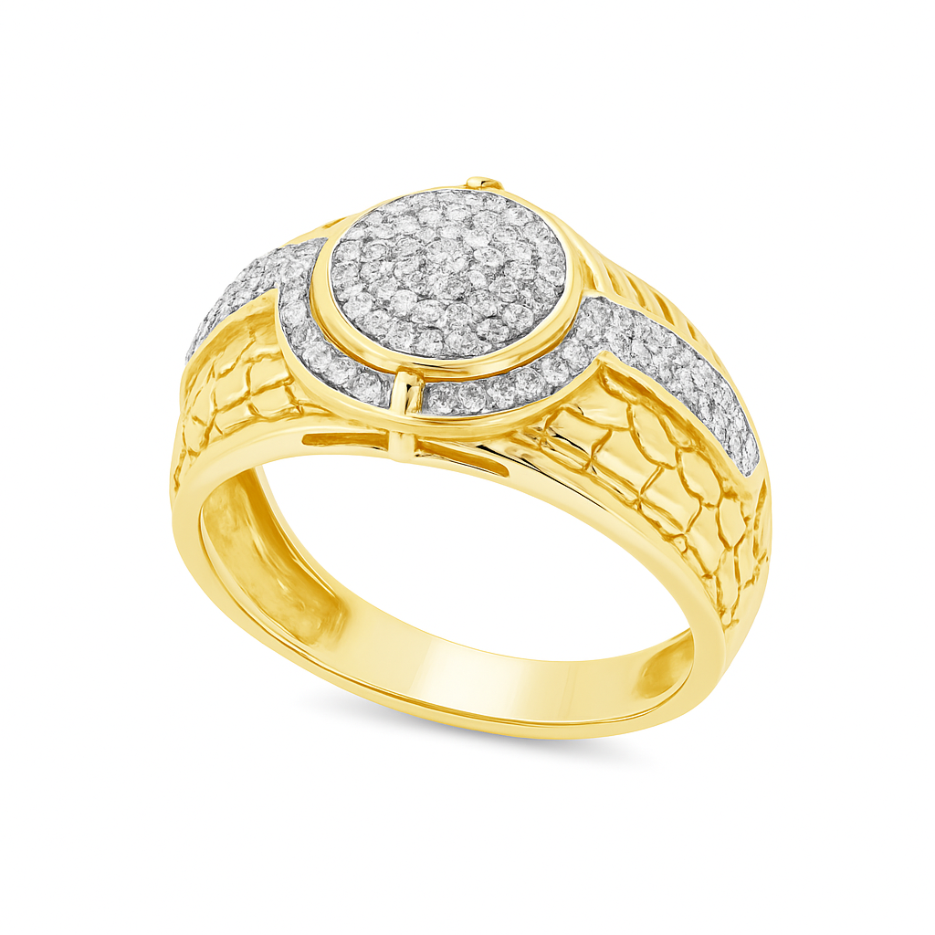 Diamond Nugget Ring .35 CTW Round Cut 10K Yellow Gold