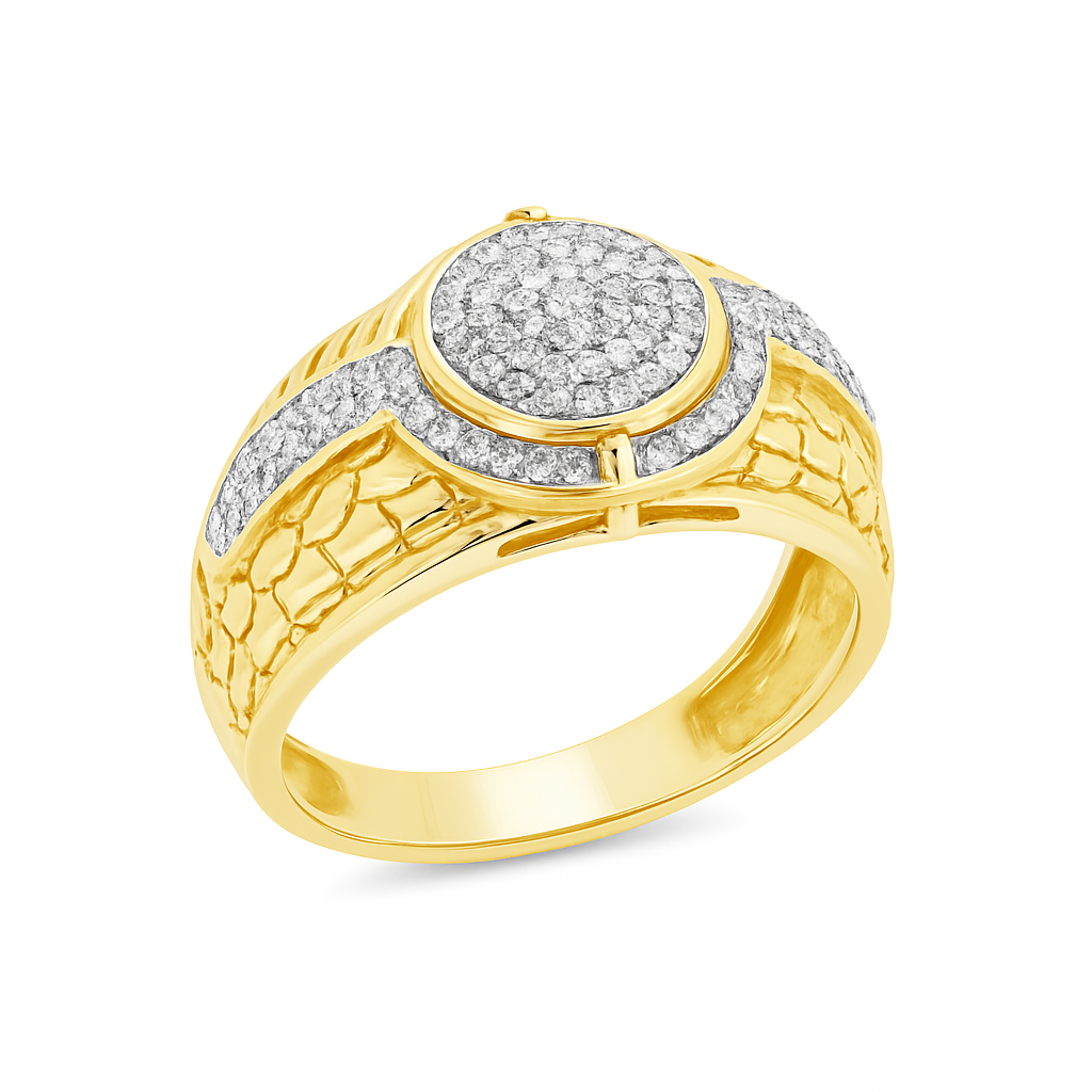 Diamond Nugget Ring .35 CTW Round Cut 10K Yellow Gold
