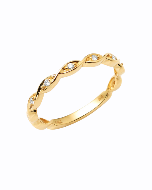 14KY 0.10CTW DIAMOND FANCY STACKABLE BAND