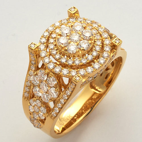14KY 2.15CTW DIAMOND 4-PRONG ROUND CLUSTER RING