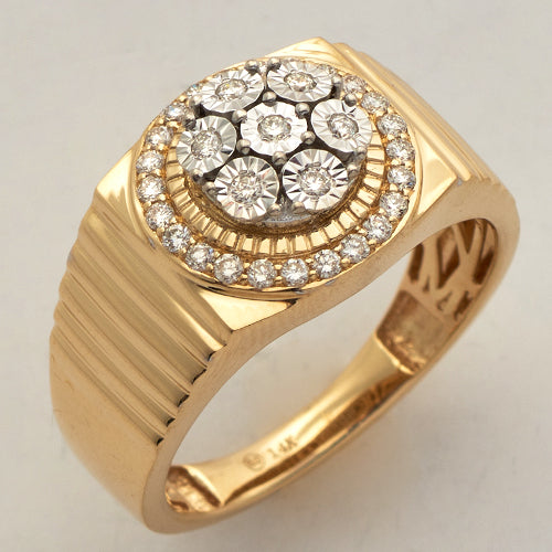 14KY 0.35CTW ILLUSION SET DIAMOND ROUND CLUSTER
