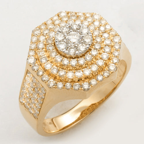 14KY+W 2.00CTW DIAMOND MENS OCTAGON SHAPED RING