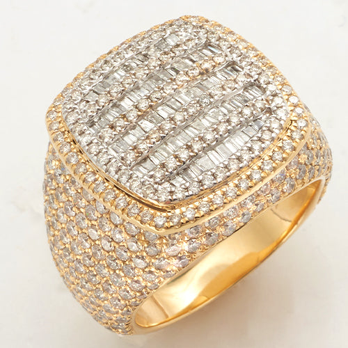 14KY+W 5.10CTW BAGUETTE DIAMOND MENS RING