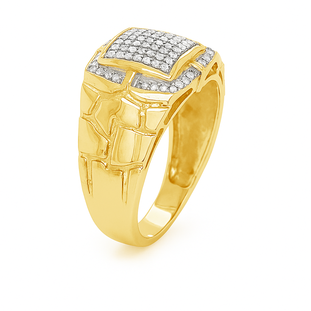 Diamond Nugget Ring .24 CTW Round Cut 10K Yellow Gold