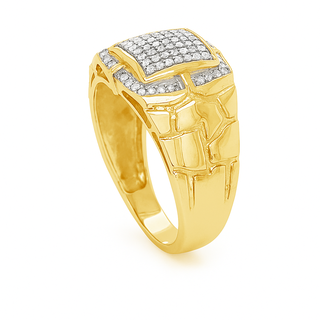 Diamond Nugget Ring .24 CTW Round Cut 10K Yellow Gold