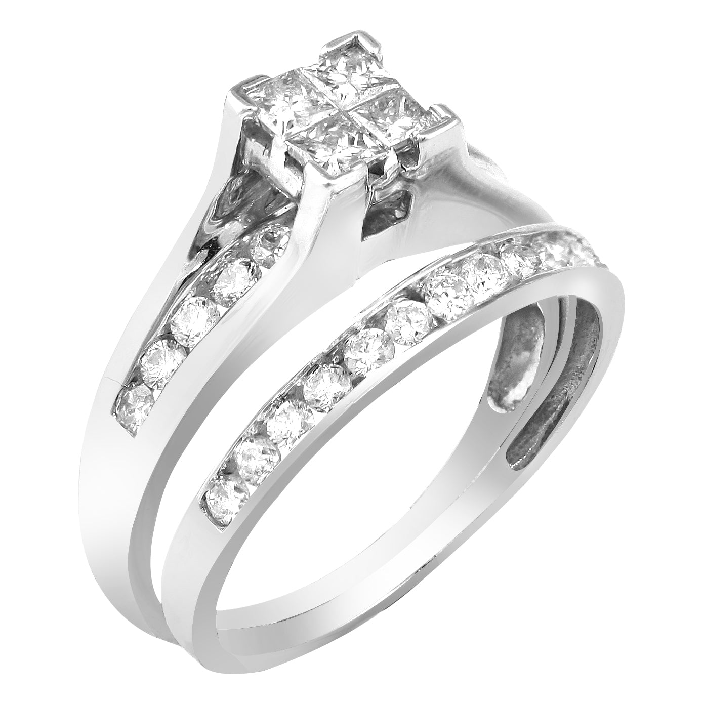 14KW 1.00CTW QUAD HEAD BRIDGE RING BRIDAL SET – Exotic Diamonds