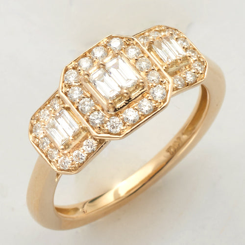 14KY 0.60CTW BAGUETTE DIAMOND 3-STONE RING