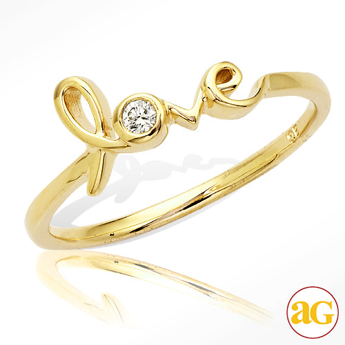 14KY 0.05CTW DIAMOND DESIGNER 'LOVE' RING