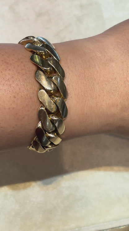 SOLID MIAMI CUBAN BRACELET WITH RHODIUM DIAMOND CUTS ED13220