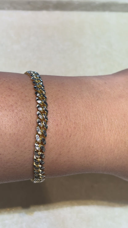 SOLID MIAMI CUBAN BRACELET WITH RHODIUM DIAMOND CUTS ED0001960