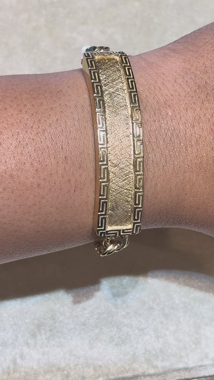CHINO LINK BRACELET WITH GREEK KEY BORDER ON PLATE ED003720