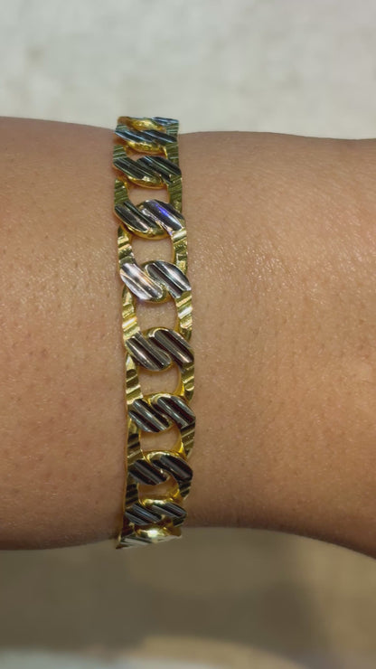CUSTOM MADE CUBAN BRACELET TWO TONE WITH DIAMOND CUTS ED02510
