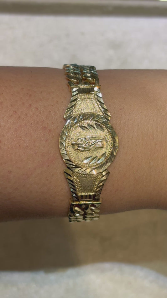 DOUBLE STRAND CUBAN BRACELET WITH SAINT JUDE EMBLEM IN CENTER 38.00 GM